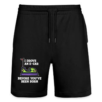 Refueling E-car Electrical Energy Statement Electricity - Stanley/Stella Trainer Unisex Organic Jogging Shorts - black - Front - Nik (191cm) & Marisol (170cm)