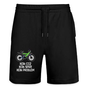 Fahrrad Tanken Energie Statement Energiespeicher - Stanley/Stella Unisex Bio Joggingshorts Trainer  - Schwarz - Vorne - Nik (191cm) & Marisol (170cm)