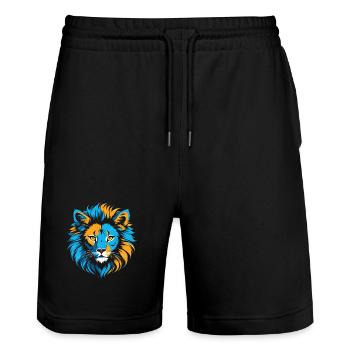Farbenfroher Löwenkopf-Ikone - Stanley/Stella Unisex Bio Joggingshorts Trainer  - Schwarz - Vorne - Nik (191cm) & Marisol (170cm)