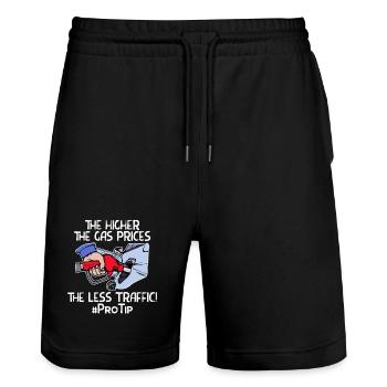 Zapfsäule Strom Statement Tanken Benzin Energie - Stanley/Stella Unisex Bio Joggingshorts Trainer  - Schwarz - Vorne - Nik (191cm) & Marisol (170cm)