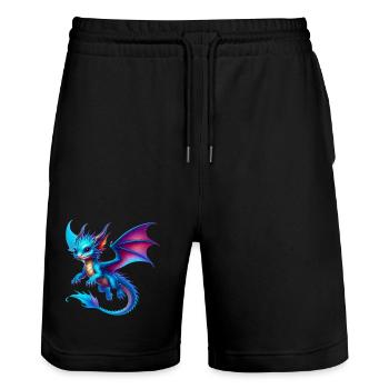 Drache - Stanley/Stella Unisex Bio Joggingshorts Trainer  - Schwarz - Vorne - Nik (191cm) & Marisol (170cm)