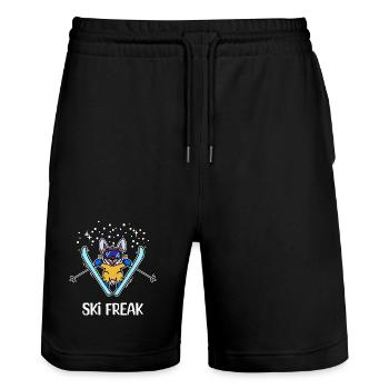 Schnee Wintersport Skifahrer Spruch Schifahren - Stanley/Stella Unisex Bio Joggingshorts Trainer  - Schwarz - Vorne - Nik (191cm) & Marisol (170cm)