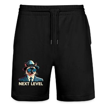 Siam Katze Siamkatze Next Level Anzug Geschenk - Stanley/Stella Unisex Bio Joggingshorts Trainer  - Schwarz - Vorne - Nik (191cm) & Marisol (170cm)