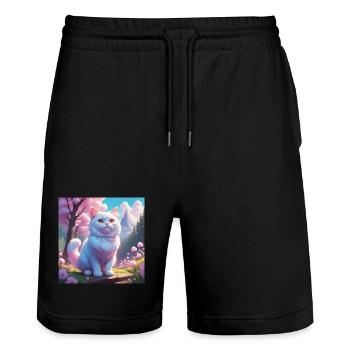 Kittens in the mountains - Stanley/Stella Trainer Unisex Organic Jogging Shorts - black - Front - Nik (191cm) & Marisol (170cm)