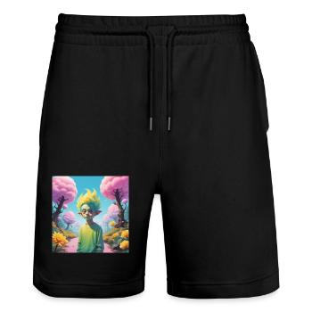 Lutin - Short de jogging bio TRAINER Stanley/Stella unisexe - noir - Devant - Nik (191cm) & Marisol (170cm)