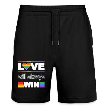 Love Wins Pride Heart - Stanley/Stella Trainer Unisex Organic Jogging Shorts - black - Front - Nik (191cm) & Marisol (170cm)