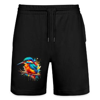 Martin-pêcheur - Short de jogging bio TRAINER Stanley/Stella unisexe - noir - Devant - Nik (191cm) & Marisol (170cm)