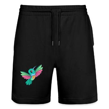Hummingbird Cute Mascot Cartoon Character Kawaii - Stanley/Stella Trainer Unisex Organic Jogging Shorts - black - Front - Nik (191cm) & Marisol (170cm)
