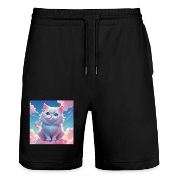 Kitten - Stanley/Stella Trainer Unisex Organic Jogging Shorts - black - Front - Nik (191cm) & Marisol (170cm)