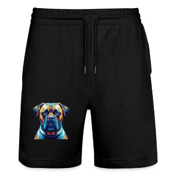 Boerboel Hunderasse Bunte Karikatur Kawaii - Stanley/Stella Unisex Bio Joggingshorts Trainer  - Schwarz - Vorne - Nik (191cm) & Marisol (170cm)