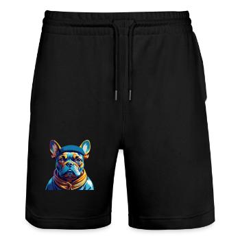Chien Français Race de chien Coloré Dessin animé Kawaii - Short de jogging bio TRAINER Stanley/Stella unisexe - noir - Devant - Nik (191cm) & Marisol (170cm)