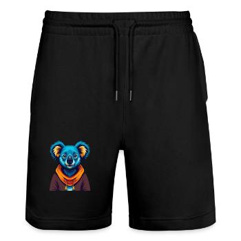 Koala Bunte Kawaii Cartoon Figur Clipart - Stanley/Stella Unisex Bio Joggingshorts Trainer  - Schwarz - Vorne - Nik (191cm) & Marisol (170cm)