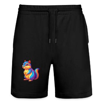 Chipmunk Bunte Kawaii Cartoon Figur Clipart - Stanley/Stella Unisex Bio Joggingshorts Trainer  - Schwarz - Vorne - Nik (191cm) & Marisol (170cm)