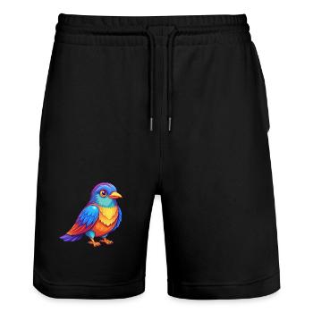 Kuckuck Bunte Kawaii Cartoon Figur Clipart - Stanley/Stella Unisex Bio Joggingshorts Trainer  - Schwarz - Vorne - Nik (191cm) & Marisol (170cm)