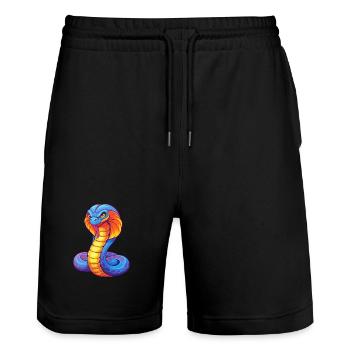Cobra Colorful Kawaii Cartoon Character Clipart - Stanley/Stella Trainer Unisex Organic Jogging Shorts - black - Front - Nik (191cm) & Marisol (170cm)