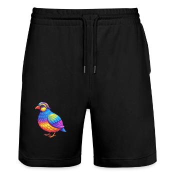 Partridge Colorful Kawaii Cartoon Character Animal - Stanley/Stella Trainer Unisex Organic Jogging Shorts - black - Front - Nik (191cm) & Marisol (170cm)