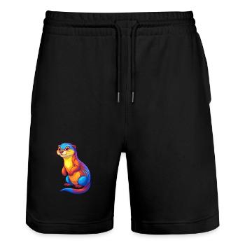 Otter Colorful Kawaii Cartoon Character Clipart - Stanley/Stella Trainer Unisex Organic Jogging Shorts - black - Front - Nik (191cm) & Marisol (170cm)