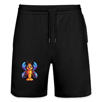 homard coloré kawaii dessin animé personnage clipart - Short de jogging bio TRAINER Stanley/Stella unisexe - noir - Devant - Nik (191cm) & Marisol (170cm)