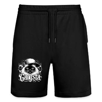 Sacred Birman Cat Birman Cat Trio Gangsta Gesche - Stanley/Stella Trainer Unisex Organic Jogging Shorts - black - Front - Nik (191cm) & Marisol (170cm)