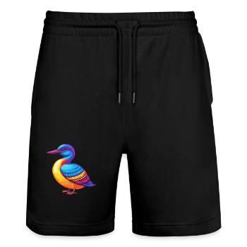 Common Loon Colorful Kawaii Cartoon Character Bird - Stanley/Stella Trainer Unisex Organic Jogging Shorts - black - Front - Nik (191cm) & Marisol (170cm)
