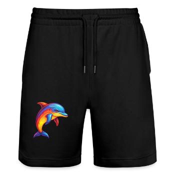 Dolphin Colorful Kawaii Cartoon Sea Animal - Stanley/Stella Trainer Unisex Organic Jogging Shorts - black - Front - Nik (191cm) & Marisol (170cm)