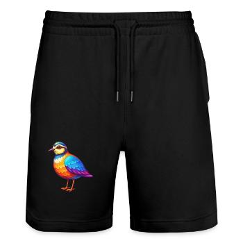 Regenpfeifer Bunte Kawaii Cartoon Figur Vogel - Stanley/Stella Unisex Bio Joggingshorts Trainer  - Schwarz - Vorne - Nik (191cm) & Marisol (170cm)