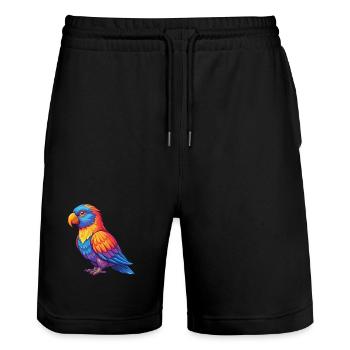 Dusky Lory Colorful Kawaii Cartoon Character Bird - Stanley/Stella Trainer Unisex Organic Jogging Shorts - black - Front - Nik (191cm) & Marisol (170cm)