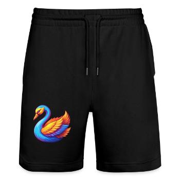cygne coloré kawaii personnage de dessin animé oiseau - Short de jogging bio TRAINER Stanley/Stella unisexe - noir - Devant - Nik (191cm) & Marisol (170cm)