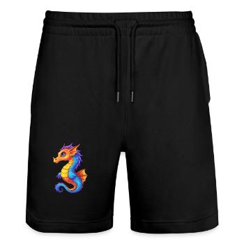 Sea Dragon Colorful Kawaii Cartoon Sea Animal - Stanley/Stella Trainer Unisex Organic Jogging Shorts - black - Front - Nik (191cm) & Marisol (170cm)