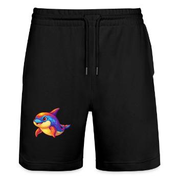 Orca Colorful Kawaii Cartoon Sea Animal - Stanley/Stella Trainer Unisex Organic Jogging Shorts - black - Front - Nik (191cm) & Marisol (170cm)