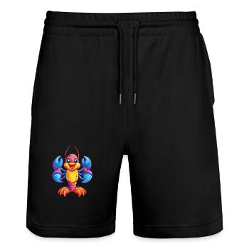 homard coloré kawaii dessin animé animal marin - Short de jogging bio TRAINER Stanley/Stella unisexe - noir - Devant - Nik (191cm) & Marisol (170cm)