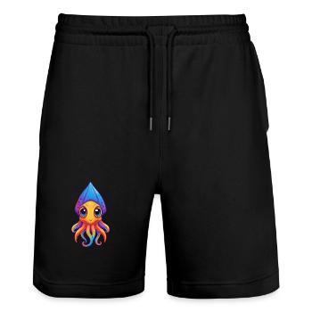 Bottletail Squid Colorful Kawaii Cartoon Clipart - Stanley/Stella Trainer Unisex Organic Jogging Shorts - black - Front - Nik (191cm) & Marisol (170cm)