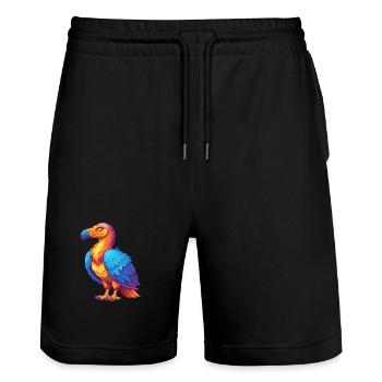 vautour coloré Kawaii dessin animé personnage oiseau - Short de jogging bio TRAINER Stanley/Stella unisexe - noir - Devant - Nik (191cm) & Marisol (170cm)