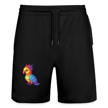 Kakadu Bunte Kawaii Cartoon Figur Vogel - Stanley/Stella Unisex Bio Joggingshorts Trainer  - Schwarz - Vorne - Nik (191cm) & Marisol (170cm)