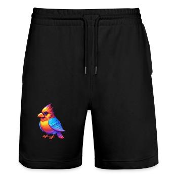 Kardinal Bunte Kawaii Cartoon Figur Vogel - Stanley/Stella Unisex Bio Joggingshorts Trainer  - Schwarz - Vorne - Nik (191cm) & Marisol (170cm)