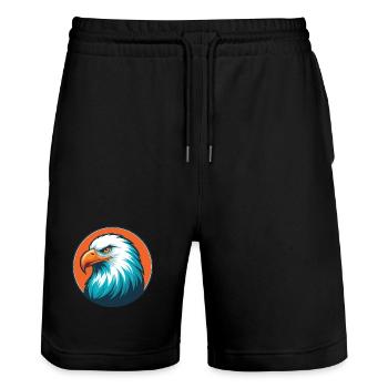 Eagle Cute Kawaii Cartoon Clipart Animal Pet Logo - Stanley/Stella Trainer Unisex Organic Jogging Shorts - black - Front - Nik (191cm) & Marisol (170cm)