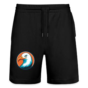 Seagull Cute Funny Kawaii Cartoon Animal Pet Logo - Stanley/Stella Trainer Unisex Organic Jogging Shorts - black - Front - Nik (191cm) & Marisol (170cm)