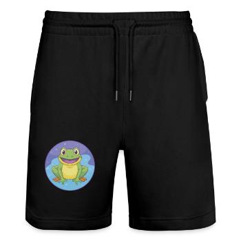Frog Cute Kawaii Cartoon Clipart Animal Pet - Stanley/Stella Trainer Unisex Organic Jogging Shorts - black - Front - Nik (191cm) & Marisol (170cm)