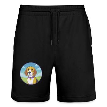 Beagle Dog Cute Kawaii Cartoon Clipart Animal Pet - Stanley/Stella Trainer Unisex Organic Jogging Shorts - black - Front - Nik (191cm) & Marisol (170cm)