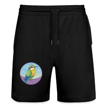Mangeur d’abeilles mignon Kawaii dessin animé Clipart animal de compagnie - Short de jogging bio TRAINER Stanley/Stella unisexe - noir - Devant - Nik (191cm) & Marisol (170cm)