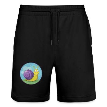 Escargot mignon Kawaii dessin animé Clipart Animal de compagnie - Short de jogging bio TRAINER Stanley/Stella unisexe - noir - Devant - Nik (191cm) & Marisol (170cm)