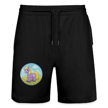 Pony Cute Kawaii Cartoon Clipart Animal Pet - Stanley/Stella Trainer Unisex Organic Jogging Shorts - black - Front - Nik (191cm) & Marisol (170cm)
