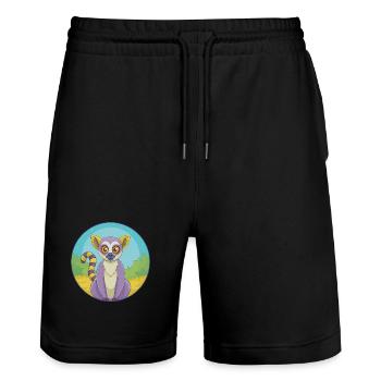 Lemur Cute Kawaii Cartoon Clipart Animal Pet - Stanley/Stella Trainer Unisex Organic Jogging Shorts - black - Front - Nik (191cm) & Marisol (170cm)
