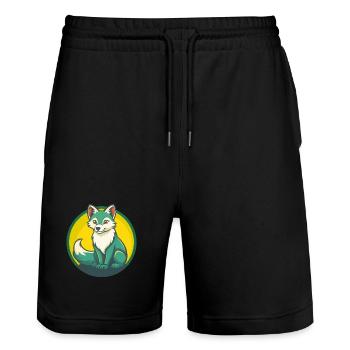 Polarfuchs Niedliche Kawaii Cartoon Clipart Haustier Tier - Stanley/Stella Unisex Bio Joggingshorts Trainer  - Schwarz - Vorne - Nik (191cm) & Marisol (170cm)