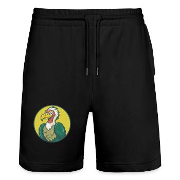 Geier Niedlich Kawaii Cartoon Clipart Haustier Tier - Stanley/Stella Unisex Bio Joggingshorts Trainer  - Schwarz - Vorne - Nik (191cm) & Marisol (170cm)