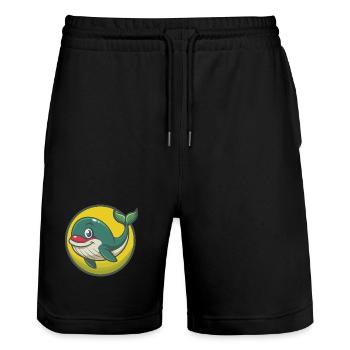 Whale Cute Kawaii Cartoon Clipart Pet Animal - Stanley/Stella Trainer Unisex Organic Jogging Shorts - black - Front - Nik (191cm) & Marisol (170cm)