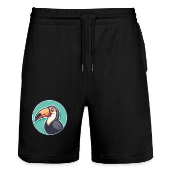 Toucan Kawaii Cartoon Character Animal Pet Face - Stanley/Stella Trainer Unisex Organic Jogging Shorts - black - Front - Nik (191cm) & Marisol (170cm)