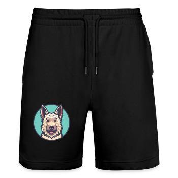 Berger Picard Hund Rasse Cartoon Kawaii Clipart Haustier - Stanley/Stella Unisex Bio Joggingshorts Trainer  - Schwarz - Vorne - Nik (191cm) & Marisol (170cm)