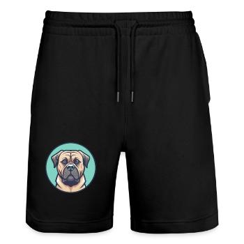 Boerboel Hunderasse Bunte Karikatur Kawaii Clipart - Stanley/Stella Unisex Bio Joggingshorts Trainer  - Schwarz - Vorne - Nik (191cm) & Marisol (170cm)
