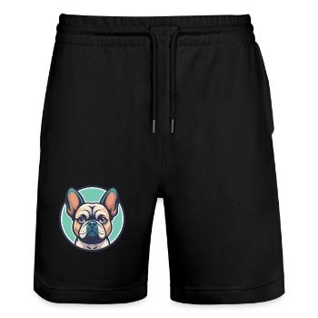 Braque Français Hunderasse Cartoon Kawaii Clipart - Stanley/Stella Unisex Bio Joggingshorts Trainer  - Schwarz - Vorne - Nik (191cm) & Marisol (170cm)